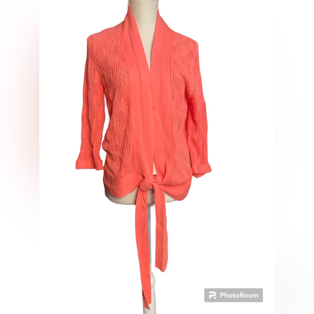 Westbound Coral 100% Cotton Knit Tie Front Sweater